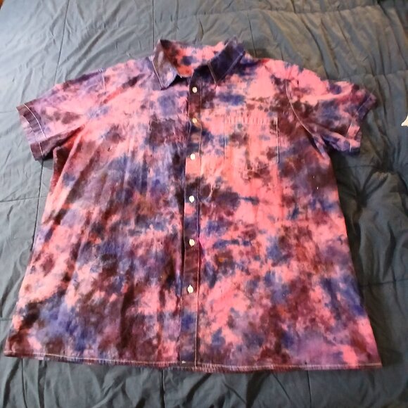 The Purple Nightmare Shirt - Tie Dyed 100% cotton camp shirt - Picture 1 of 4